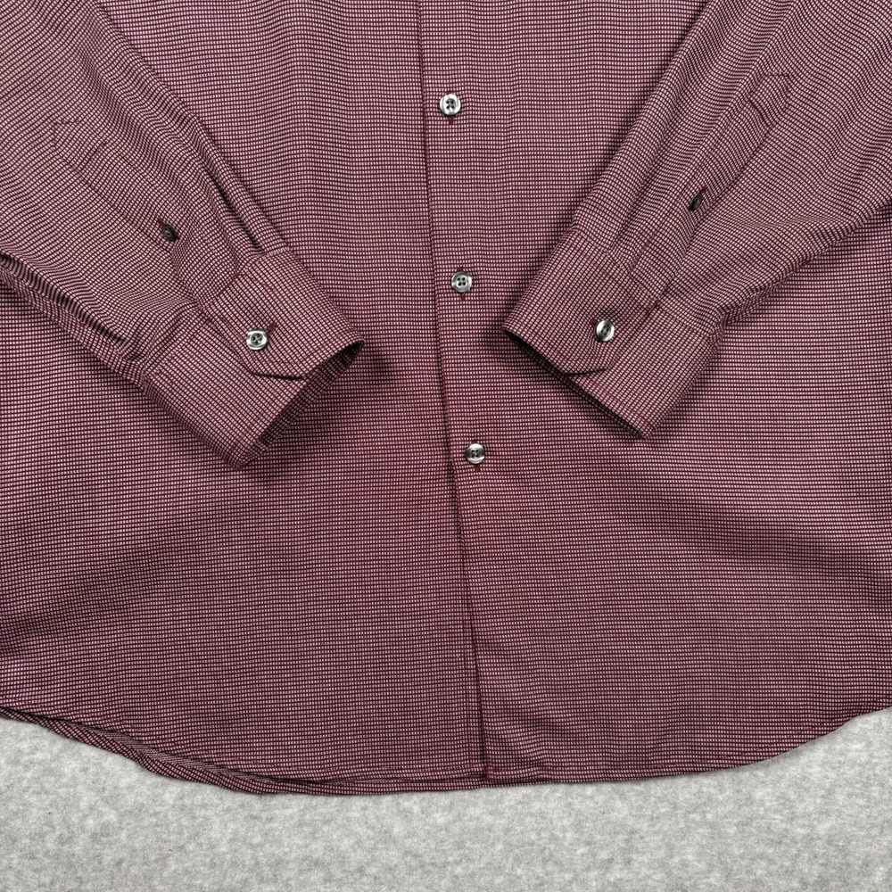 Tasso Elba Shirt Mens L Maroon & White Geometric Long Sleeve Button Up Cotton - Picture 3 of 12
